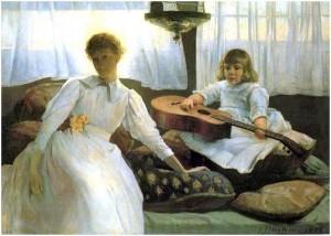 Thời gian nhàn rỗi, tranh của Julian Alden Weir (1852 - 1919)